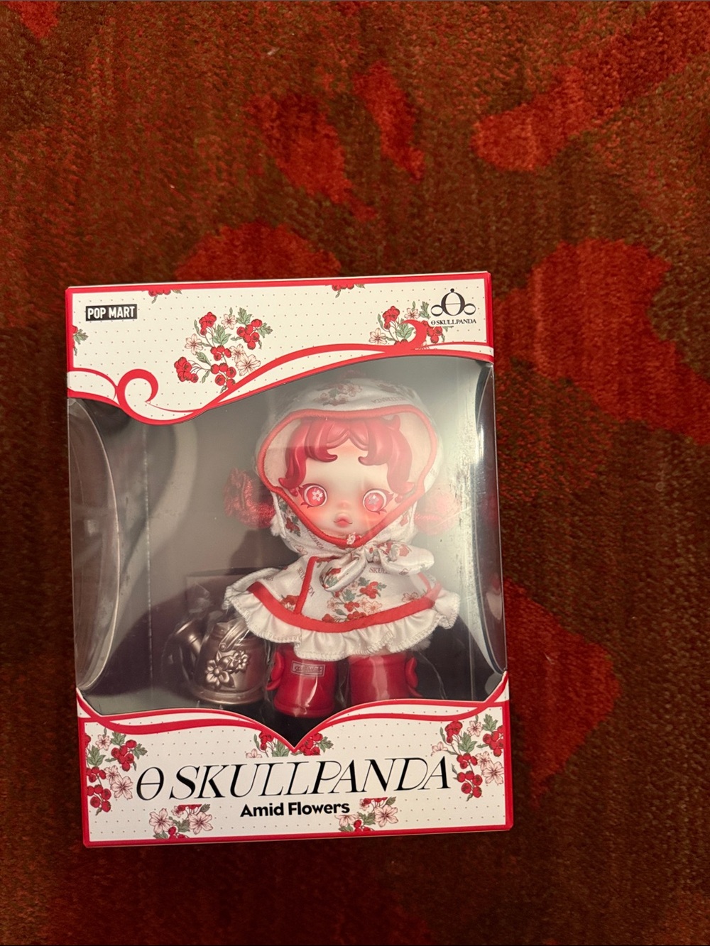Skullpanda Amid Flowers Red Doll by Pop Mart